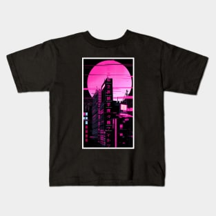 Vaporwave Japanese Aesthetic City Tokyo Landscape Kids T-Shirt